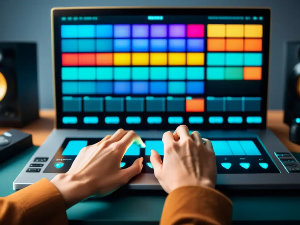 Edición de color cinematográfico: precisión artística Un cineasta ajusta con destreza los controles de corrección de color en un software profesional, con escenas detalladas de una película de fondo