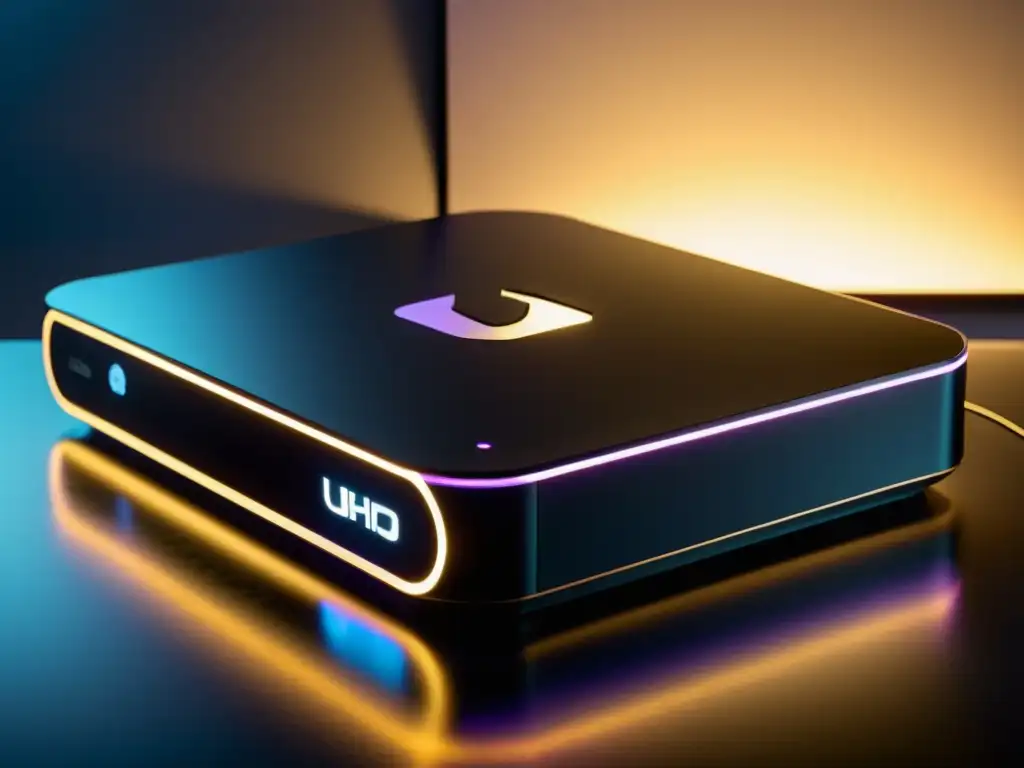 Consola de juegos moderna con logo Urho3D en pantalla Una consola de juegos moderna y elegante con el logo de Urho3D en la pantalla, destacando las capacidades únicas de Urho3D en proyectos de juegos