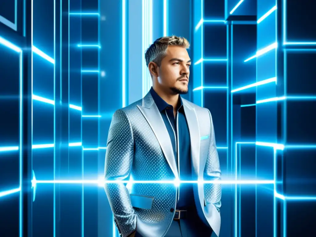 Blockchain: Eficiencia y velocidad en azul y plateado Representación digital de plataformas blockchain con eficiencia y rapidez en transacciones, en tonos azul y plata futuristas