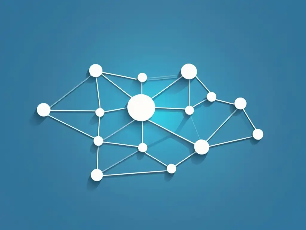 Red de Identidad: Innovación Tecnológica en Gestión Un diseño gráfico minimalista muestra un entramado de nodos interconectados, representando diferentes aspectos del software de gestión de identidad