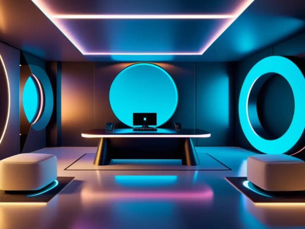 Futurista entorno de juego en 8k con Urho3D Escena de juego futurista con capacidades únicas de Urho3D: superficies metálicas, iluminación ambiental y formas geométricas intrincadas