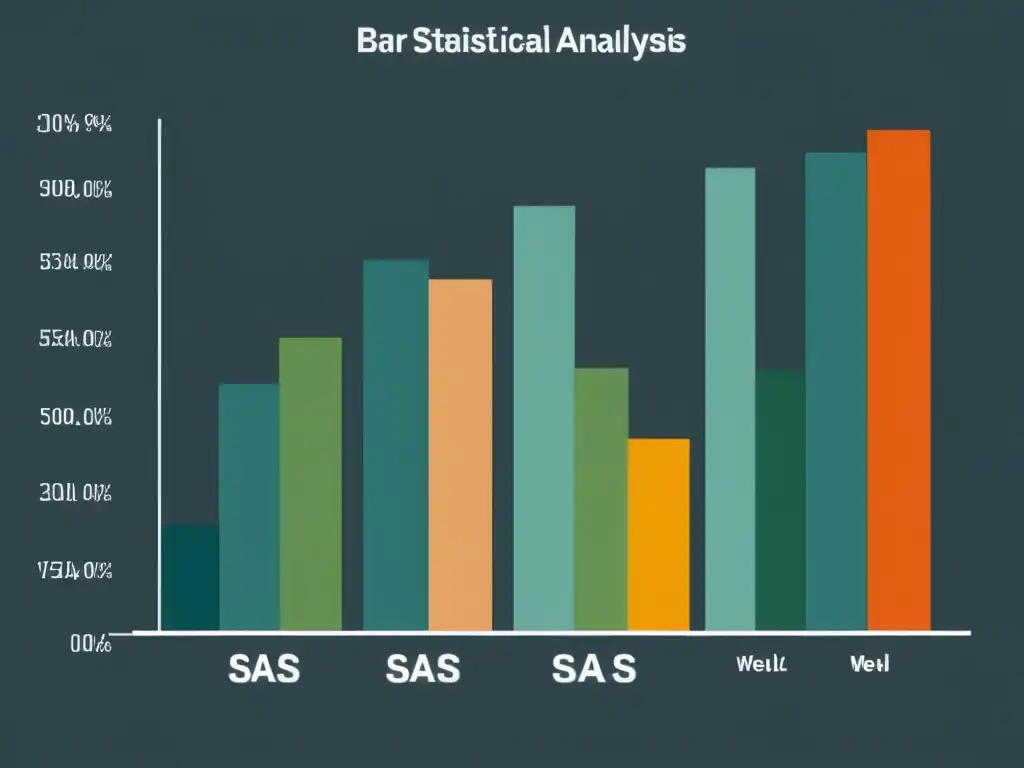 Comparativa precisa de análisis estadísticos en SAS Gráfico de barras limpio y moderno que muestra el rendimiento del software SAS en análisis crítico