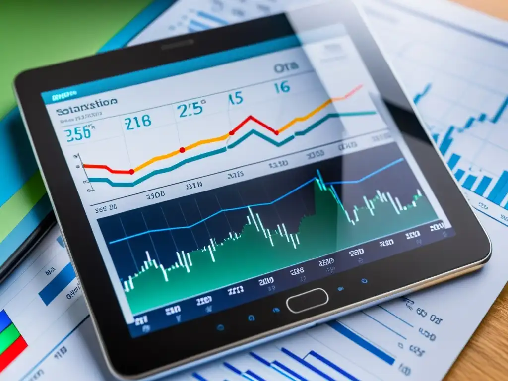 Gráficos precisos con Minitab: análisis estadístico en pantalla Gráfico de calidad en pantalla de tablet con la aplicación de Minitab, evocando precisión tecnológica