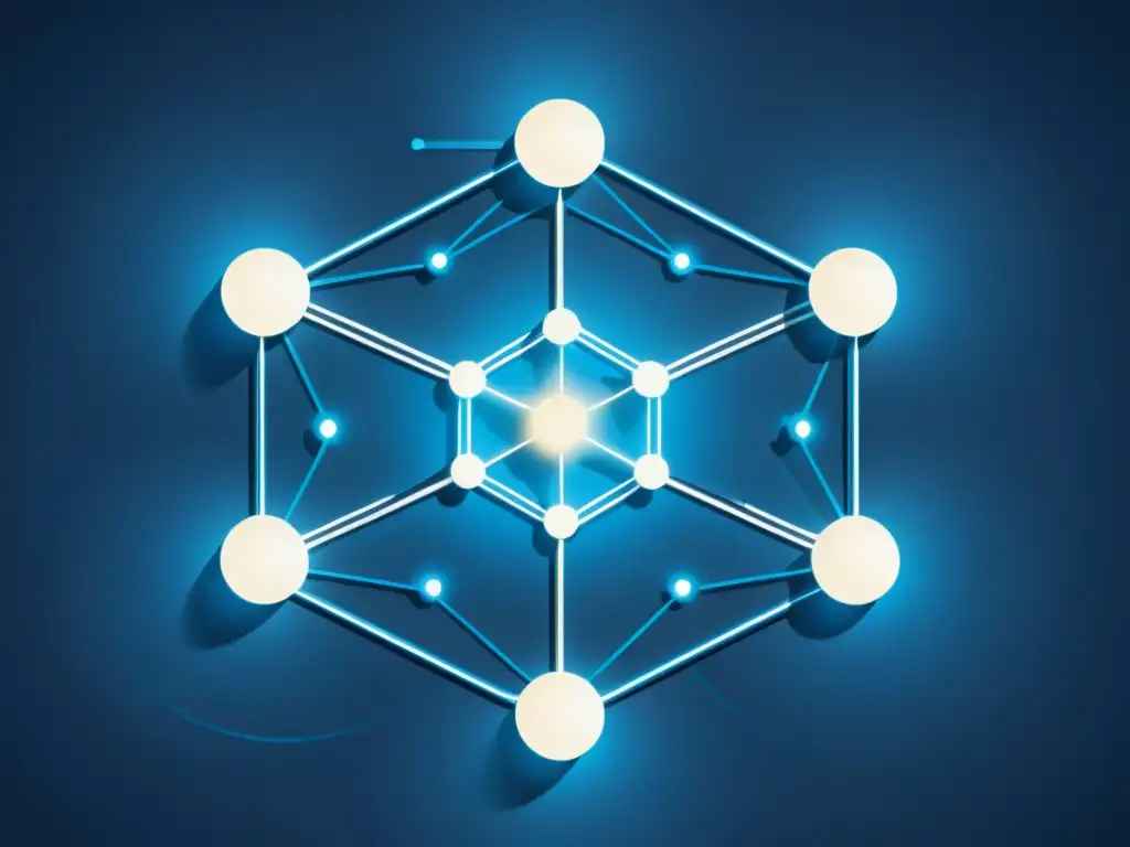 Red de Conectividad Futurista: Integración Tecnológica Imagen de red corporativa con software menos conocido, simetría y conectividad futurista en tonos azules
