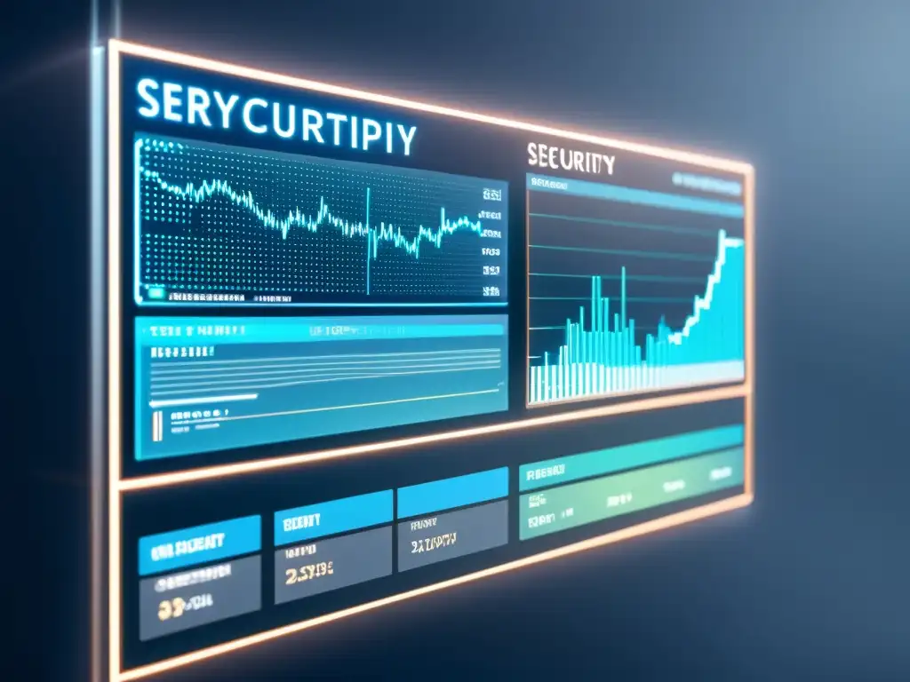 Plataforma de seguridad criptográfica de alta tecnología Una innovadora plataforma de seguridad en cripto, con visualizaciones de datos y algoritmos de encriptación avanzados, en tonos azules y grises