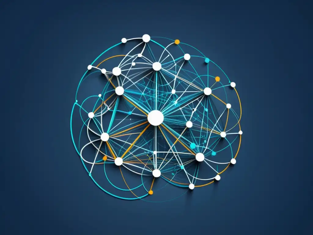 Red de Identidades: Interfaz Futurista de Gestión Interfaz digital futurista con nodos interconectados y líneas, reflejando la gestión de identidades en Software de Gestión de Identidades