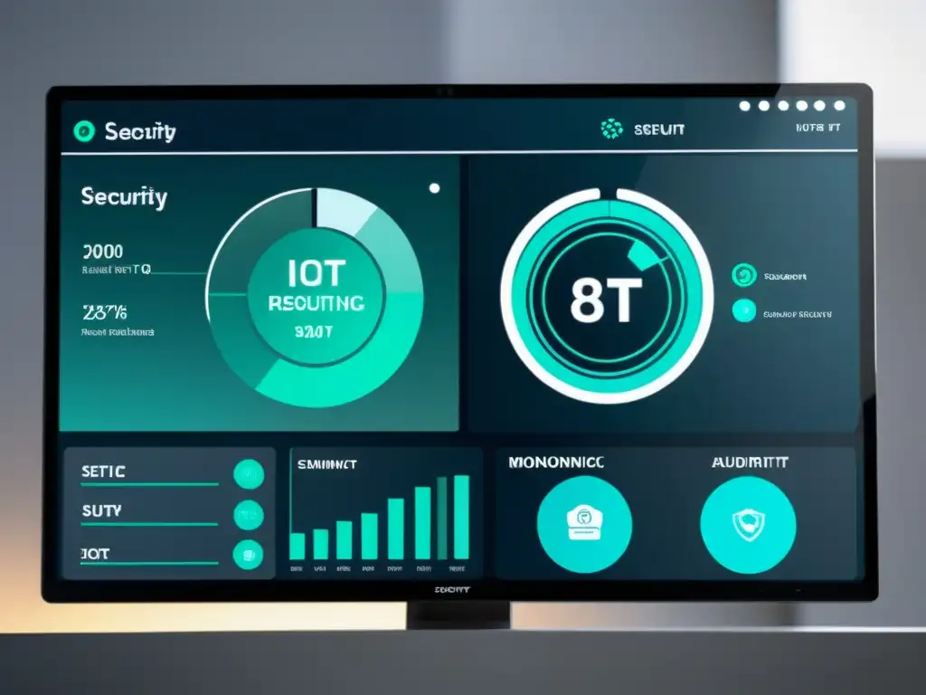 Interfaz de auditoría de seguridad IoT: 8k futurista Interfaz futurista de software para auditorías de seguridad IoT con diseño minimalista y elegante en alta resolución 8k