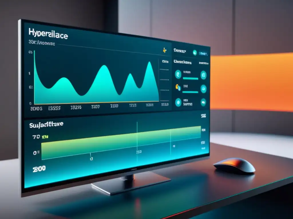 Interfaz futurista de software: innovación y eficiencia en 8k Interfaz futurista de software de automatización para conversiones, con diseño minimalista y herramientas innovadoras en 8k