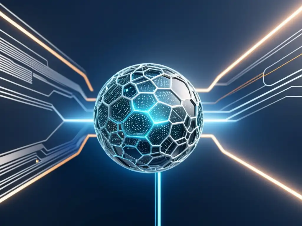 Interfaz futurista de gestión de identidad en 8k Interfaz futurista de software de gestión de identidades, con nodos interconectados en tonos azules y grises, creando una estética tecnológica sorprendente