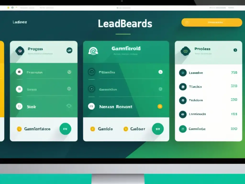 Plataforma de elearning gamificada: moderna, minimalista y profesional Interfaz moderna para programas de elearning menos conocidos, con elementos de gamificación y diseño minimalista
