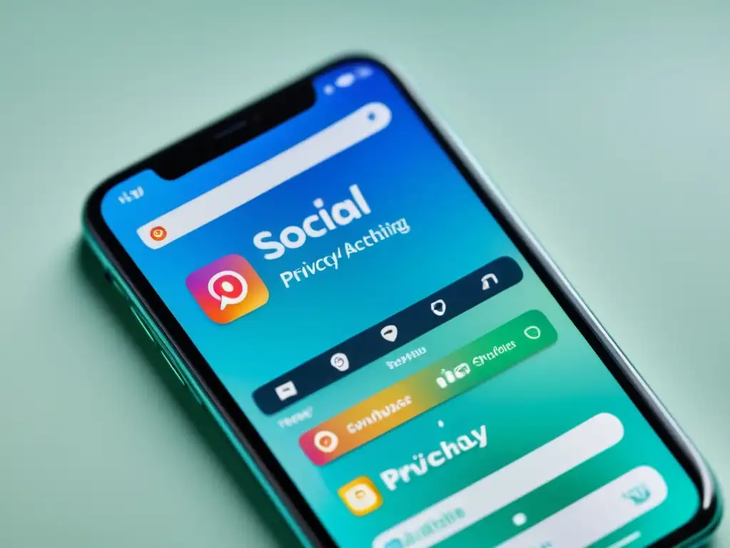 Configuración de privacidad avanzada en app de redes sociales Interfaz de red social con detalladas herramientas de privacidad para redes sociales