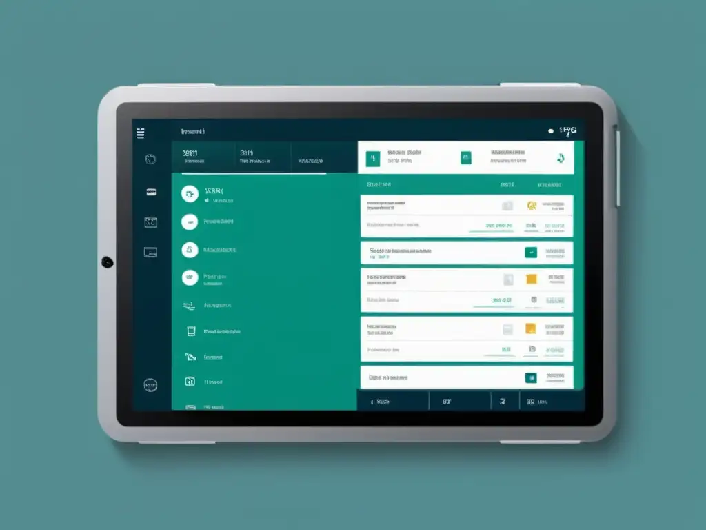 Software de gestión hospitalaria: interfaz moderna y eficiente en tablet Interfaz de software de gestión hospitalaria eficiente en tablet futurista, profesional y moderna