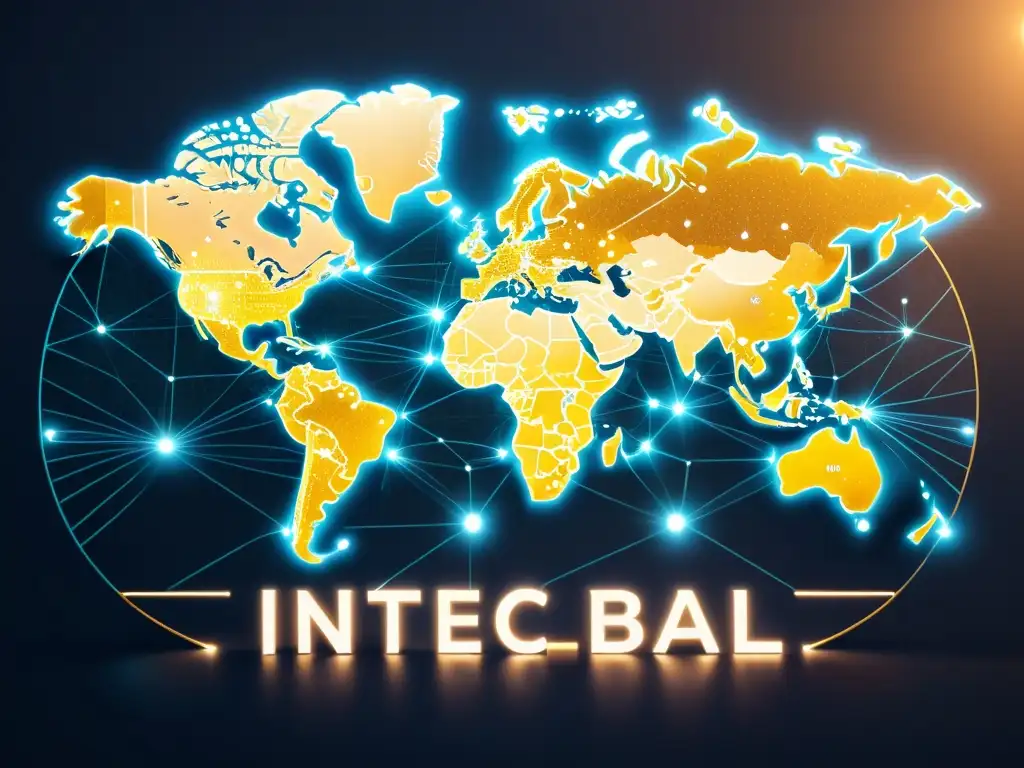 Mapa global en circuito 8k: Desarrollo global interconectado Mapa global de circuitos interconectados en 8K, resaltando herramientas colaborativas para desarrolladores globales