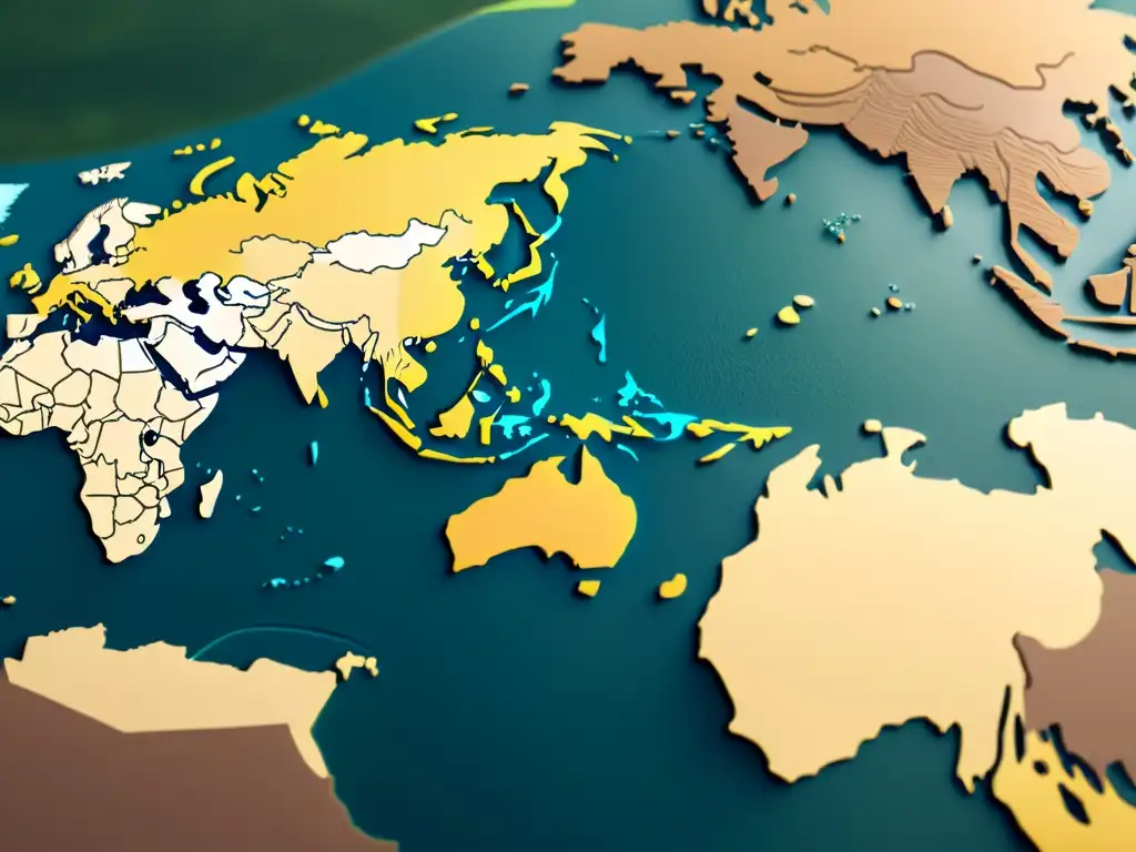 Mapa del mundo en 8k: detalle topográfico y minimalismo Mapa del mundo detallado en tonos tierra, evocando análisis espacial en software GeoDa