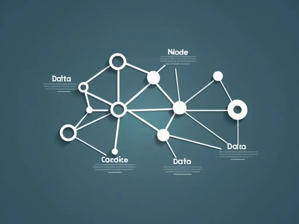 Diagrama de red minimalista en tonos modernos Una representación gráfica minimalista de un diagrama de red con nodos interconectados y vías de datos, en tonos monocromáticos modernos