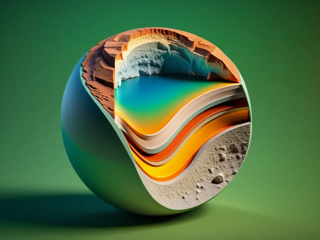 Modelo 3D geológico de alta resolución en 8k Modelo 3D detallado de las capas de la Tierra, con texturas realistas y sutiles luces, perfecto para modeladores 3D para explorar geología