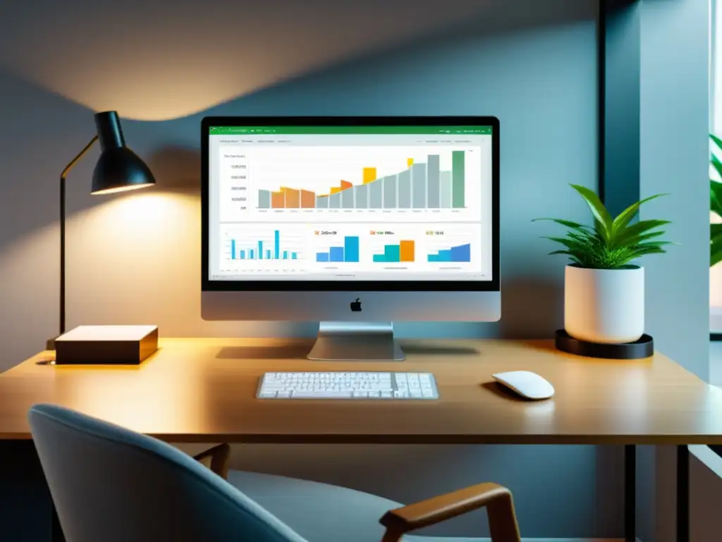 Oficina moderna con ClearBooks: productividad y eficiencia en un vistazo Oficina moderna con ClearBooks para negocios: iluminación suave, ambiente profesional y funcionalidades eficientes