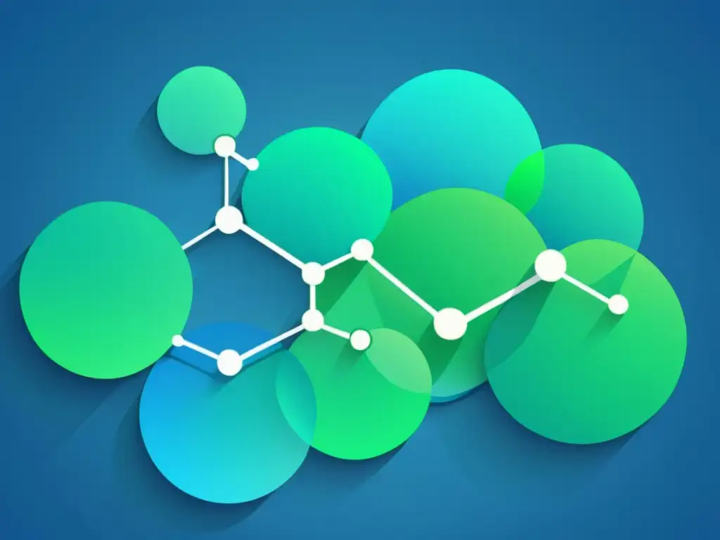 Red de bloques: Conexiones fluidas en azules y verdes Interconexión de plataformas blockchain con nodos geométricos en tonos fríos, transmitiendo eficiencia y fluidez en transacciones
