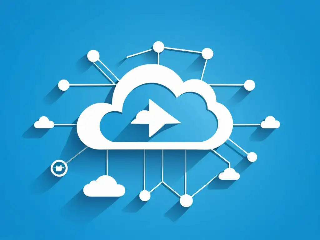 Conectividad en la nube: Automatización y coordinación para equipos remotos Red de dispositivos conectados en la nube, simbolizando la automatización y conectividad de equipos remotos con las mejores herramientas