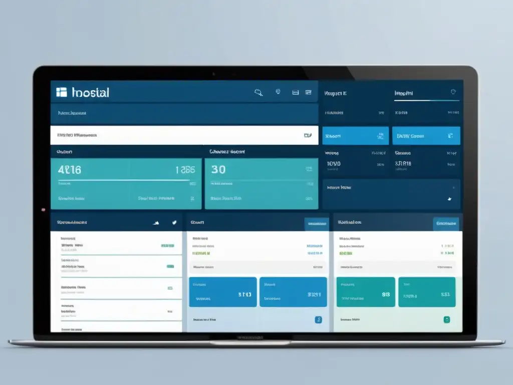 Software de gestión hospitalaria: diseño moderno y minimalista Software de gestión hospitalaria eficiente: Interfaz moderna y detallada con diseño intuitivo, módulos integrados y colores profesionales